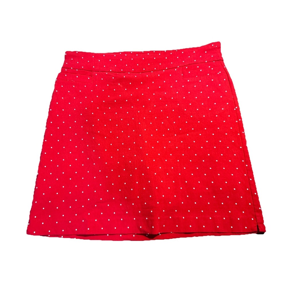 Kim Rogers Women's Size 14 Pull-On Skort Red/White Polka Dots Stretchy
